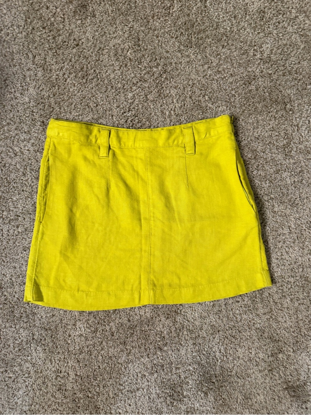 Free people Lime Yellow Linen-Blend Skirt